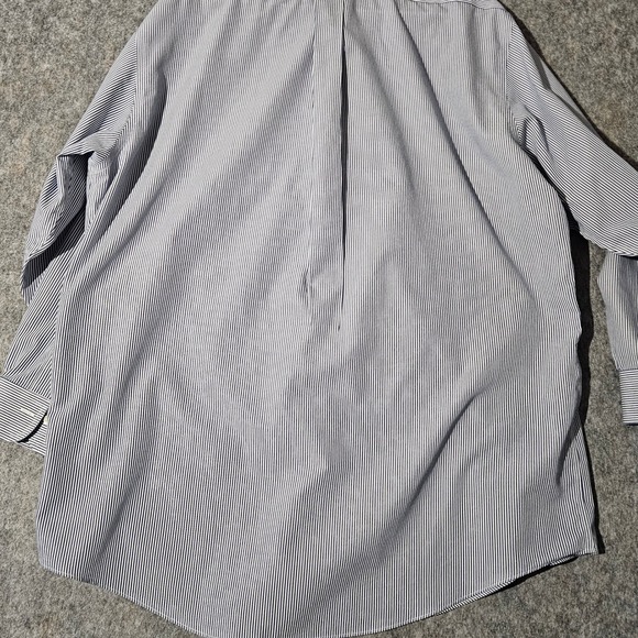 Brooks Brothers 346 Mens 17 2/3 Blue Stripe Button Down Non Iron Dress Shirt - Picture 2 of 5